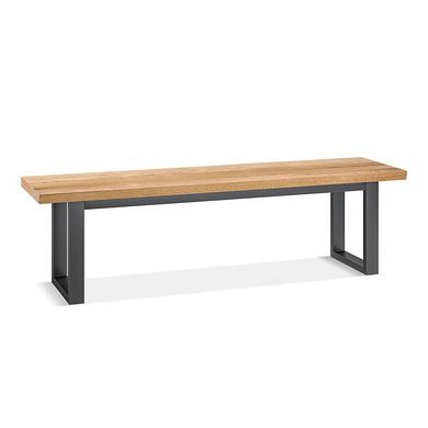 Maine Natural Solid Oak & Metal Bench 160cm