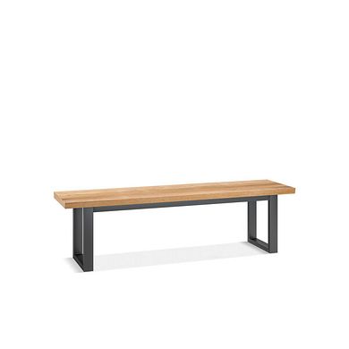 Maine Natural Solid Oak & Metal Bench 160cm