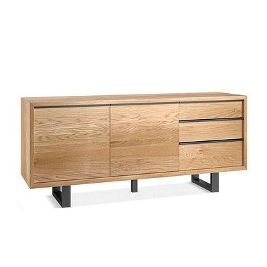 Maine Natural Solid Oak & Metal Extra Large Sideboard