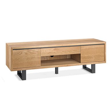 Maine Natural Solid Oak & Metal Extra Large TV Unit