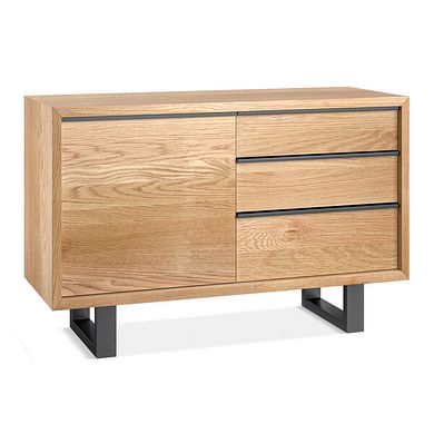 Maine Natural Solid Oak & Metal Small Sideboard