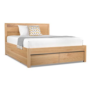 Maine Natural Solid Oak & Metal Storage King-size Bed