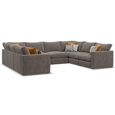 Malvern Large U-Shape Modular Corner Sofa in Brown fabric - Group 11