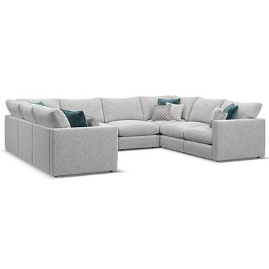 Malvern Large U-Shape Modular Corner Sofa in Silver fabric - Group 11