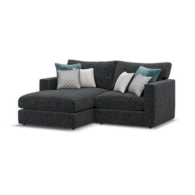 Malvern Modular 2 Seater Left Hand Compact Chaise Sofa in Charcoal fabric - Group 12