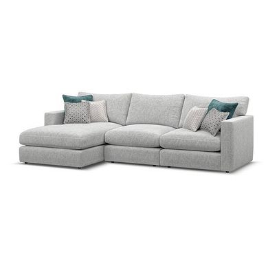 Malvern Modular 3 Seater Left Hand Chaise Sofa in Silver fabric - Group 14