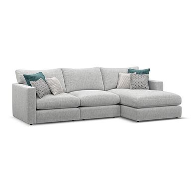 Malvern Modular 3 Seater Right Hand Chaise Sofa in Silver fabric - Group 15