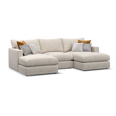 Malvern Modular 3 Seater U-Shape Chaise Sofa in Beige fabric - Group 16