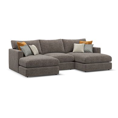 Malvern Modular 3 Seater U-Shape Chaise Sofa in Brown fabric - Group 16