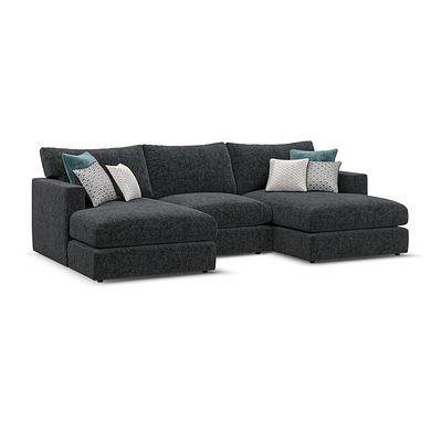 Malvern Modular 3 Seater U-Shape Chaise Sofa in Charcoal fabric - Group 16