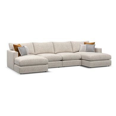 Malvern Modular 4 Seater U-Shape Chaise Sofa in Beige fabric - Group 17