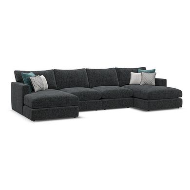 Malvern Modular 4 Seater U-Shape Chaise Sofa in Charcoal fabric - Group 17