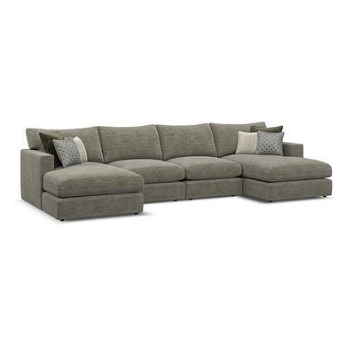 Malvern Modular 4 Seater U-Shape Chaise Sofa in Olive Green fabric - Group 17