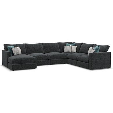 Malvern  Modular 6 Seater Left Hand Corner Sofa with Chaise in Charcoal fabric - Group 18
