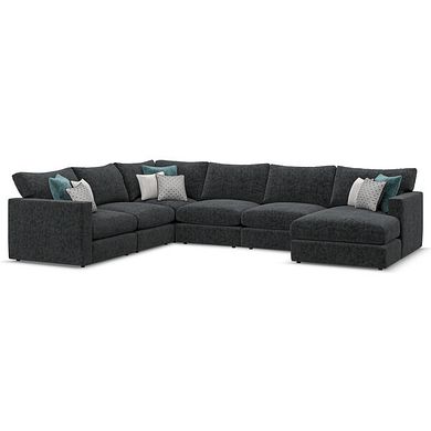 Malvern Modular 6 Seater Right Hand Corner Sofa with Chaise in Charcoal fabric - Group 19