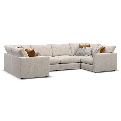 Malvern Small U-Shape Modular Corner Sofa in Beige fabric - Group 10