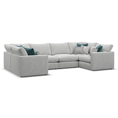 Malvern Small U-Shape Modular Corner Sofa in Silver fabric - Group 10