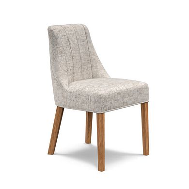 Marlene Upholstered Chair with Oak Legs in Brooklyn Quill Grey Fabric