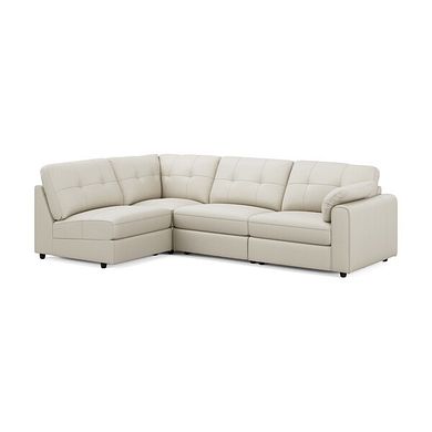 Marley 4 Seat Left Hand Modular Corner Sofa in Oslo Bone China Leather - Group 4