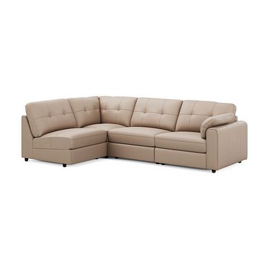 Marley 4 Seat Left Hand Modular Corner Sofa in Oslo Mushroom Leather - Group 4
