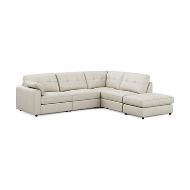 Marley 4 Seat Modular Open End Left Hand Corner Sofa in Oslo Bone China Leather -  Group 4 FT