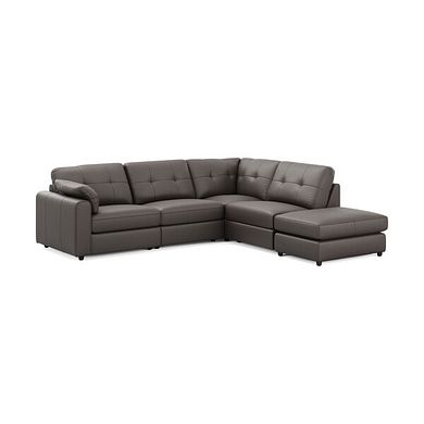 Marley 4 Seat Modular Left Hand Corner Sofa in Oslo Elephant Grey Leather -  Group 4 