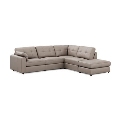 Marley 4 Seat Modular Open End Left Hand Corner Sofa in Oslo Oyster Leather -  Group 4 FOOT