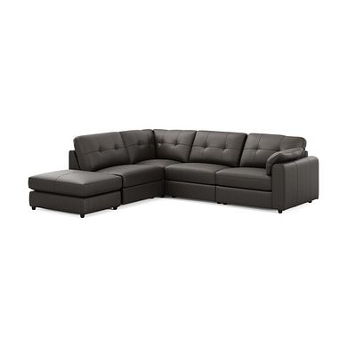 Marley 4 Seat Modular Open End Right Hand Corner Sofa in Oslo Storm Leather -Group 5 FOOT
