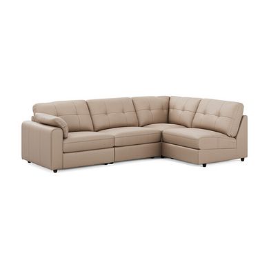 Marley 4 Seat Right Hand Modular Corner Sofa in Oslo Mushroom Leather - Group 5