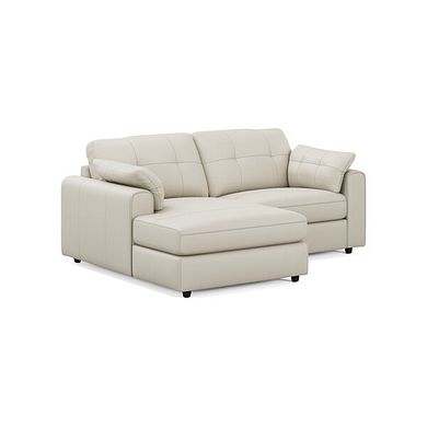 Marley Modular 2 Seater Left Hand Compact Chaise Sofa in Oslo Bone China Leather - Group 12