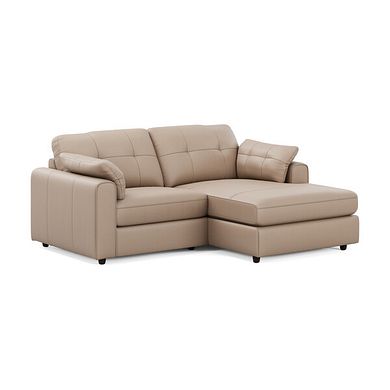 Marley Modular 2 Seater Right Hand Compact Chaise Sofa in Oslo Mushroom Leather - Group 13