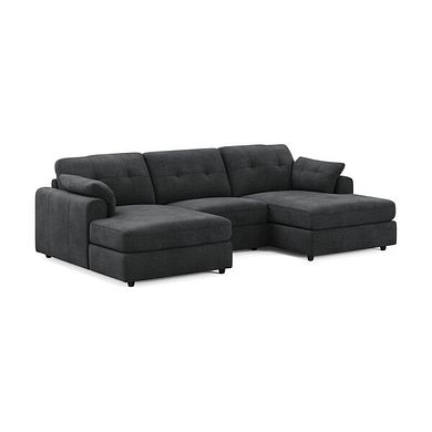 Marley Modular 3 Seater U-Shape Chaise Sofa in  Lila Charcoal Fabric- Group 16