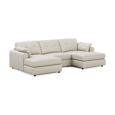 Marley Modular 3 Seater U-Shape Chaise Sofa in Oslo Bone China Leather - Group 16
