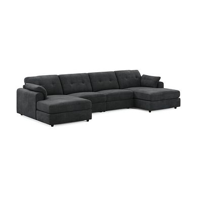 Marley Modular 4 Seater U-Shape Chaise Sofa in Lila Charcoal Fabric - Group 17