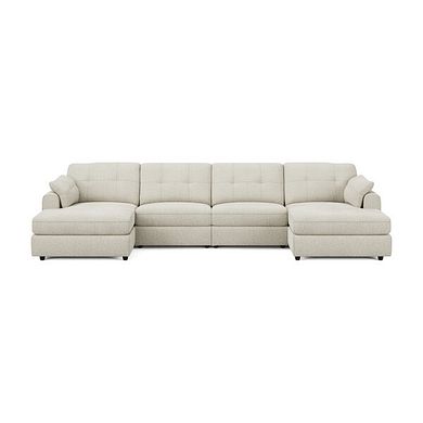 Marley Modular 4 Seater U-Shape Chaise Sofa in Lila Ivory Fabric - Group 17