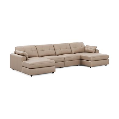 Marley Modular 4 Seater U-Shape Chaise Sofa in Oslo Mushroom Leather - Group 17