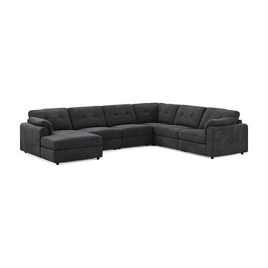 Marley Modular 6 Seater Left Hand Corner Sofa with Chaise in Lila Charcoal Fabric - Group 18