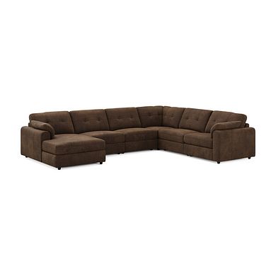 Marley Modular 6 Seater Left Hand Corner Sofa with Chaise in Lila Chocolate Fabric - Group 18