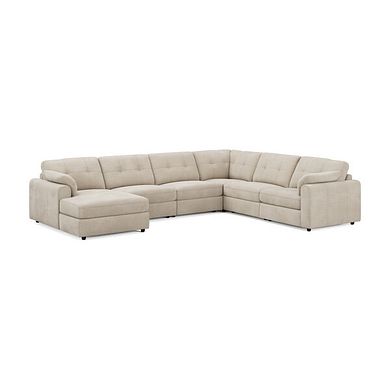 Marley Modular 6 Seater Left Hand Corner Sofa with Chaise in Lila Natural Fabric - Group 18