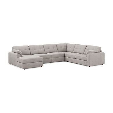 Marley Modular 6 Seater Left Hand Corner Sofa with Chaise in Lila Stone Fabric - Group 18
