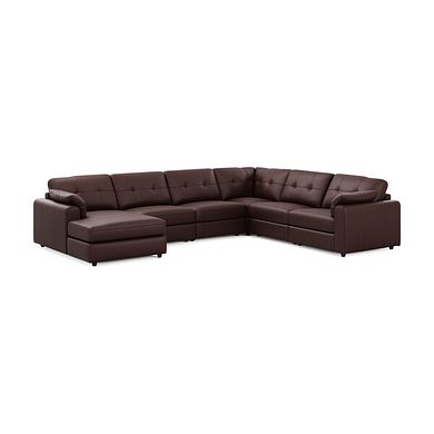 Marley Modular 6 Seater Left Hand Corner Sofa with Chaise in Oslo Chestnut Leather - Group 18