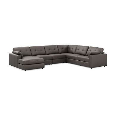 Marley Modular 6 Seater Left Hand Corner Sofa with Chaise in Oslo Elephant Grey Leather - Group 18