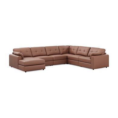 Marley Modular 6 Seater Left Hand Corner Sofa with Chaise in Oslo Mocha Mouse Leather - Group 18