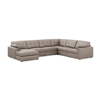 Marley Modular 6 Seater Left Hand Corner Sofa with Chaise in Oslo Oyster Leather - Group 18
