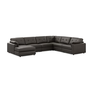 Marley Modular 6 Seater Left Hand Corner Sofa with Chaise in Oslo Storm Leather - Group 18