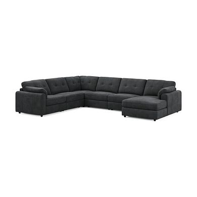 Marley Modular 6 Seater Right Hand Corner Sofa with Chaise in  Lila Charcoal Fabric- Group 19