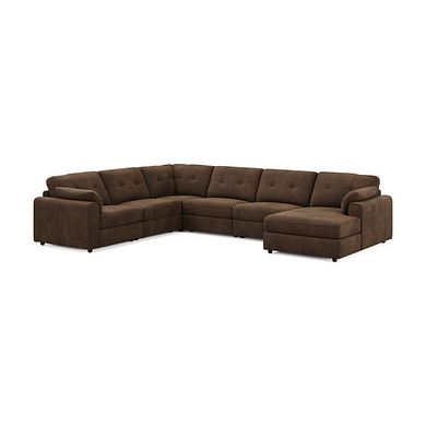 Marley Modular 6 Seater Right Hand Corner Sofa with Chaise in Lila Chocolate Fabric - Group 19
