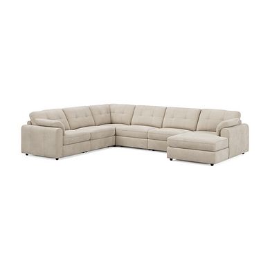 Marley Modular 6 Seater Right Hand Corner Sofa with Chaise in Lila Natural Fabric - Group 19