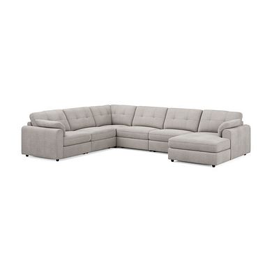Marley Modular 6 Seater Right Hand Corner Sofa with Chaise in Lila Stone Fabric - Group 19