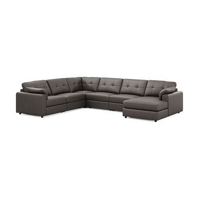 Marley Modular 6 Seater Right Hand Corner Sofa with Chaise in Oslo Elephant Grey Leather - Group 19